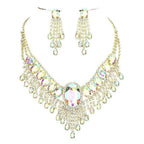 Rhinestone Water Drop Necklace Set