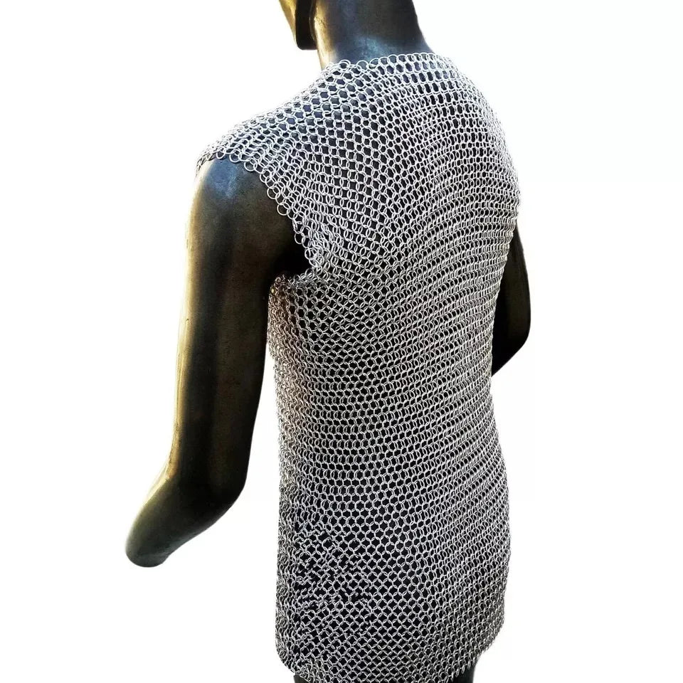 High Quality Handmade Aluminum 10mm Butted Ring Armor Medieval Chainmail Sleeveless Shirt Collectible Reenactment Fair Cosplay