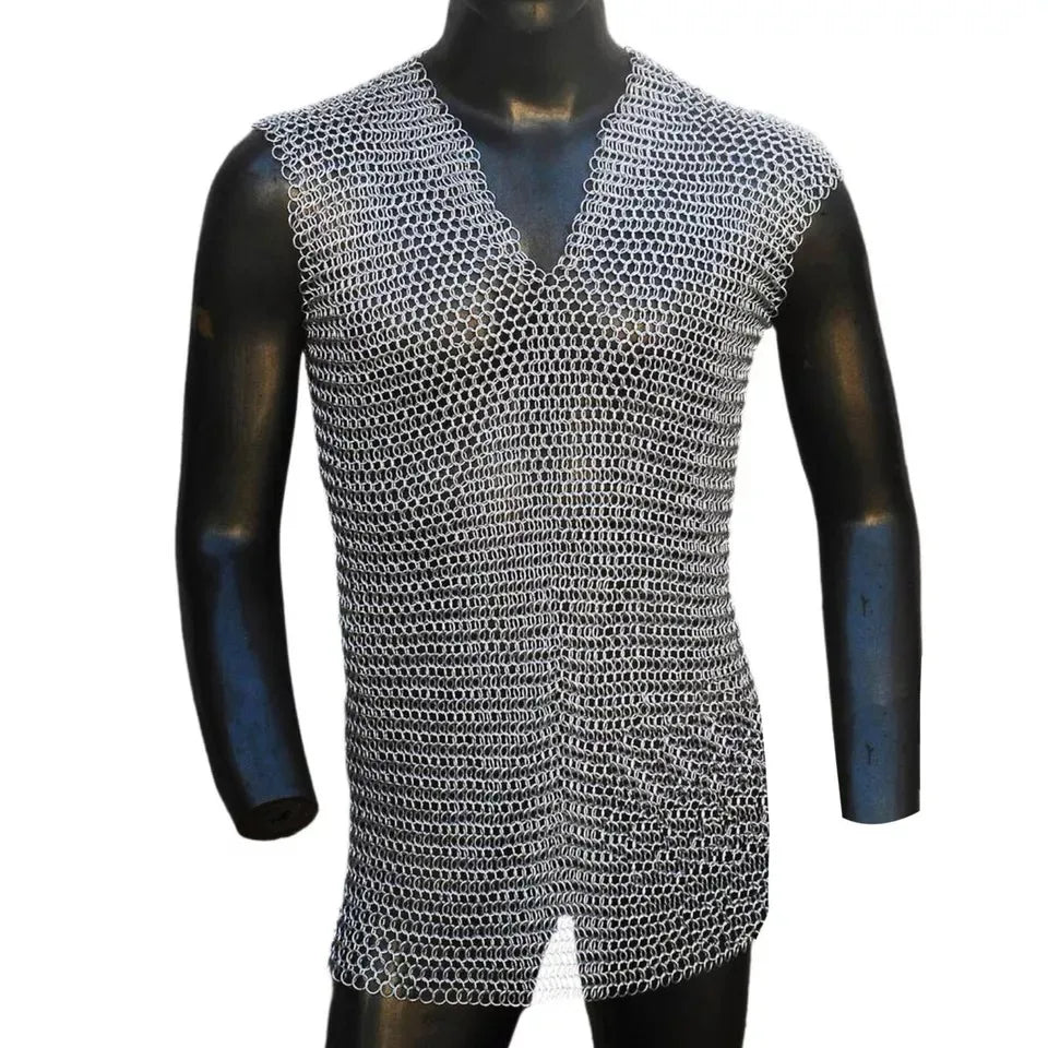 High Quality Handmade Aluminum 10mm Butted Ring Armor Medieval Chainmail Sleeveless Shirt Collectible Reenactment Fair Cosplay