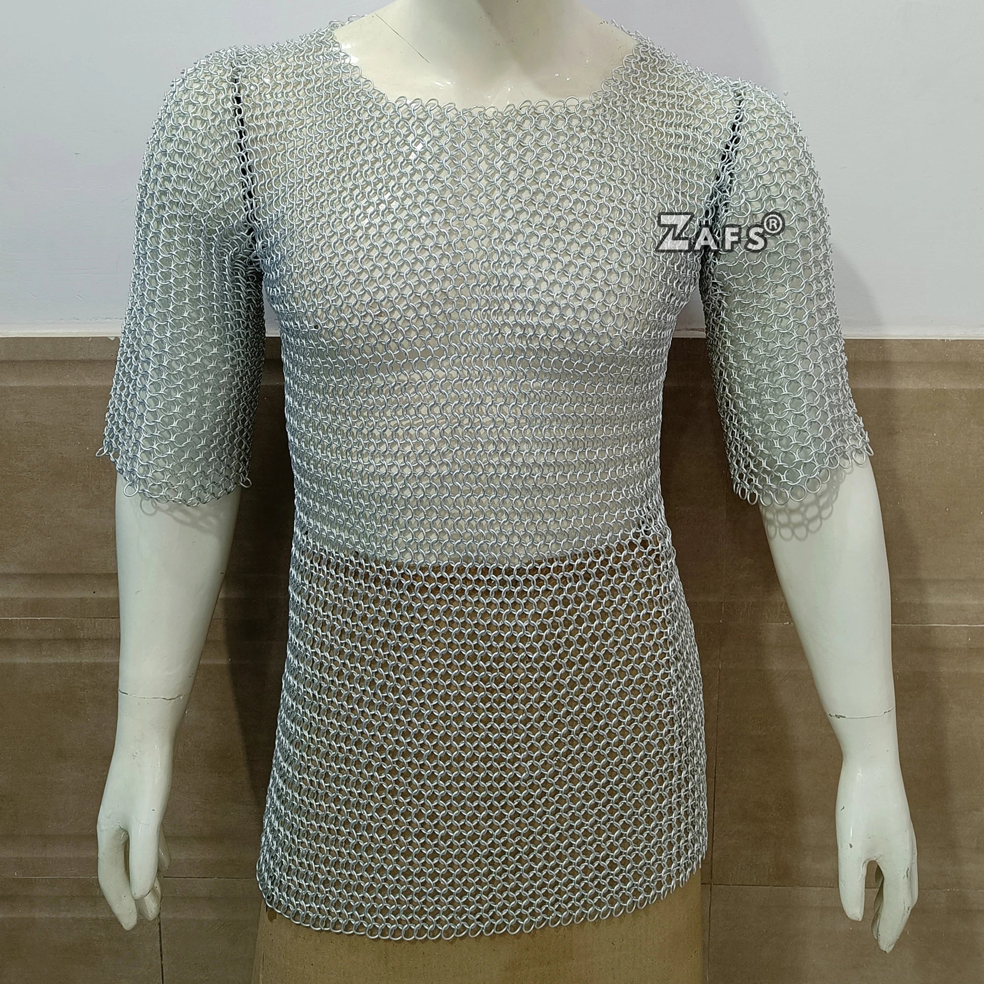 Authentic European Medieval Chainmail Shirt Handcrafted Aluminum Butted 10mm Ring Armor for Cosplay Reenactments Collectible