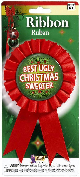 Best Ugly Ugliest Christmas Sweater Award Contest Winner Ribbon by HalloweenStore.com
