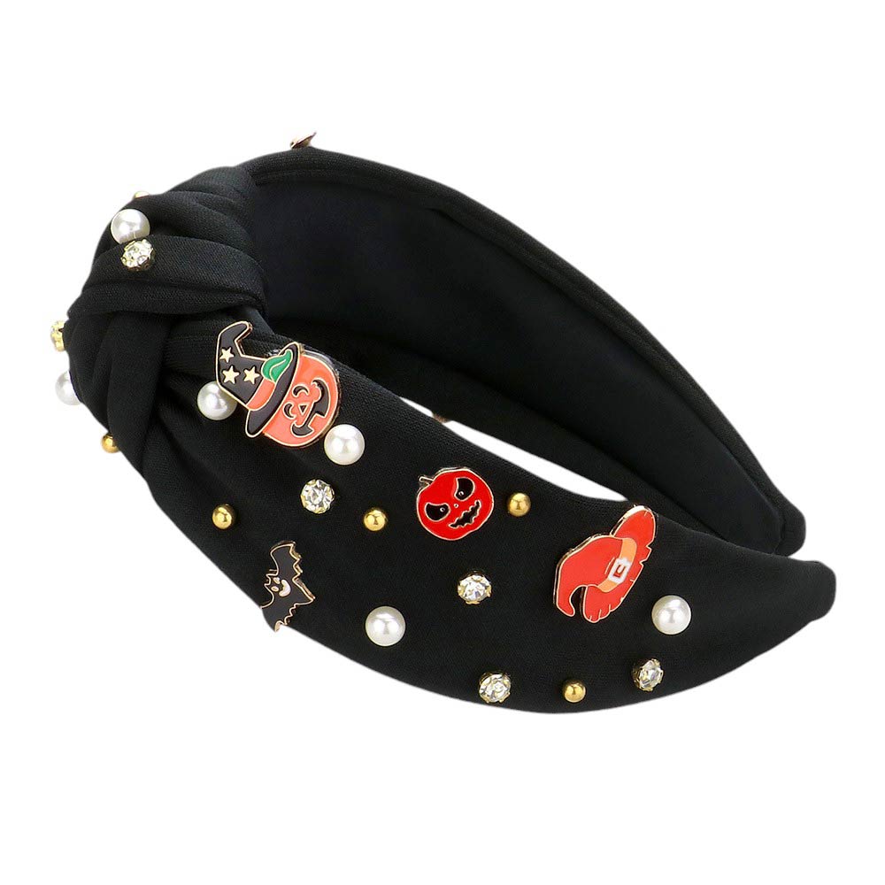 Enamel Halloween Charm Stone Cluster Embellished Headband by Madeline Love