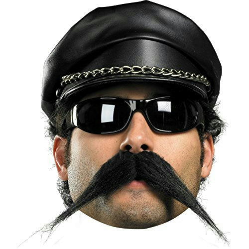 Self Adhesive Black Biker Mustache Facial Hair by HalloweenStore.com