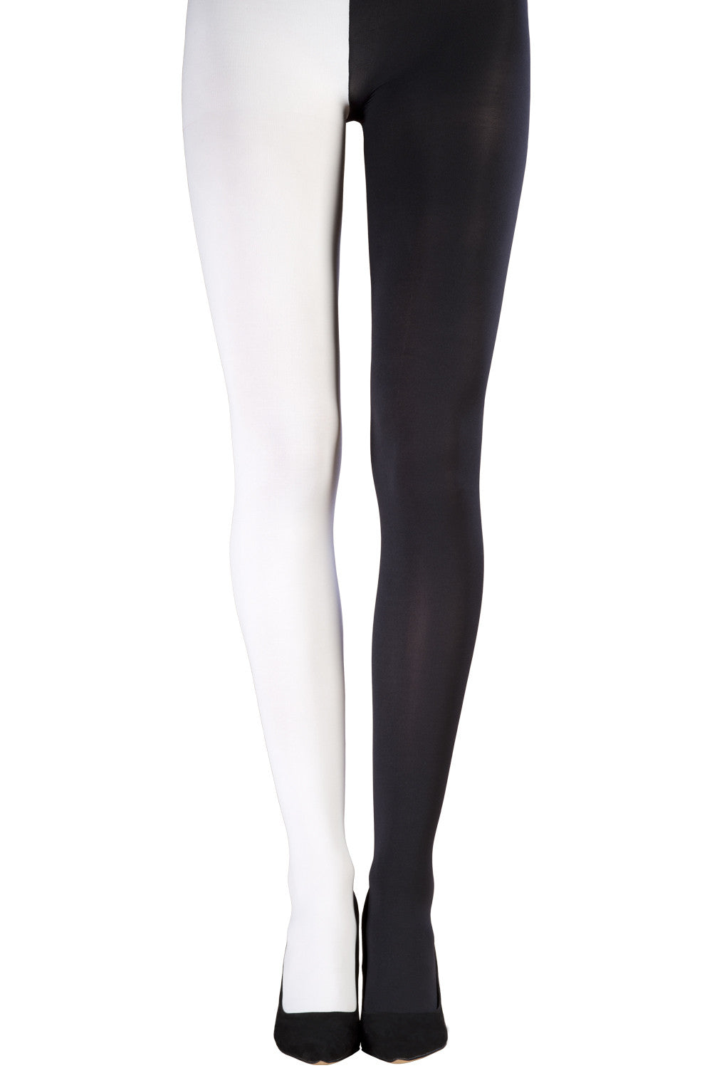 Two-Tone Black and White Seamless Adult Tights by HalloweenStore.com