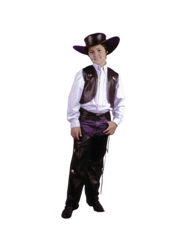 Child's Black Cowboy Leather Chaps & Vest Costume by Masquerade