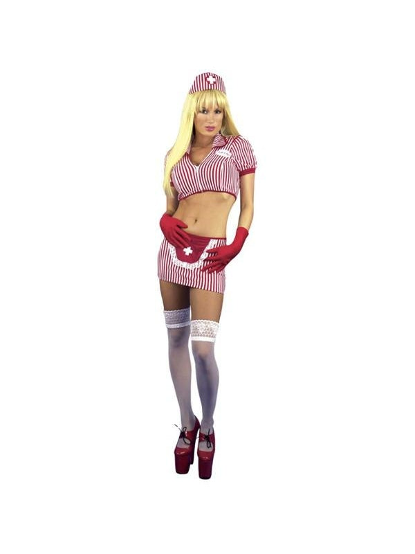 Adult Sexy Candy Stripe Nurse Costume by Masquerade