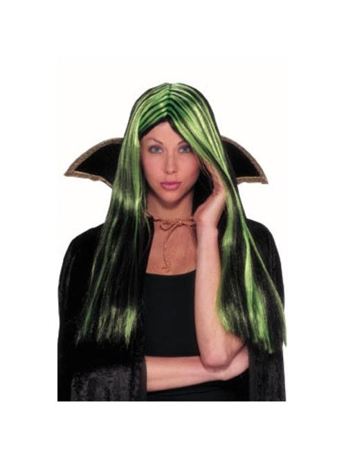 Lime & Black Witch Wig by Masquerade