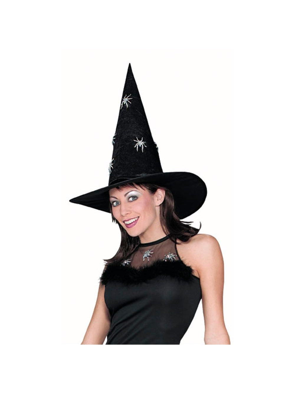 Adult Silver Spider Glitter Witch Hat by Masquerade