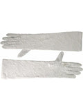 Adult White Opera Length Stretch Lace Gloves by Masquerade