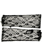 Adult Elbow Length Fingerless Black Lace Gloves by Masquerade