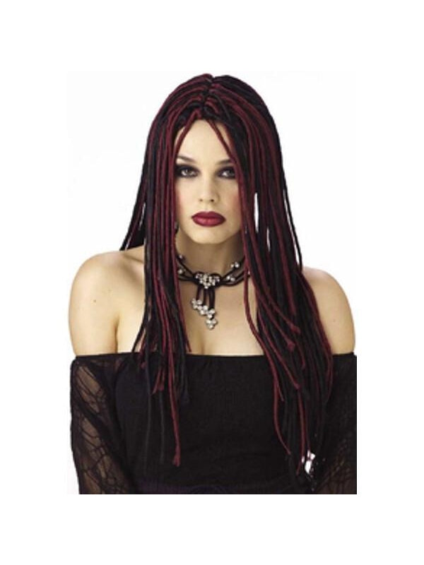 Twisted Long Burgundy & Black Wig by Masquerade