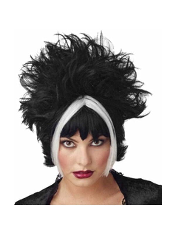 Chunky Black & White Gothic Streaked Wig by Masquerade