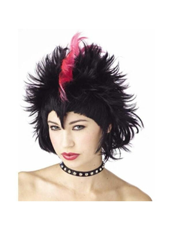 Women's Black & Pink Mohawk Wig by Masquerade