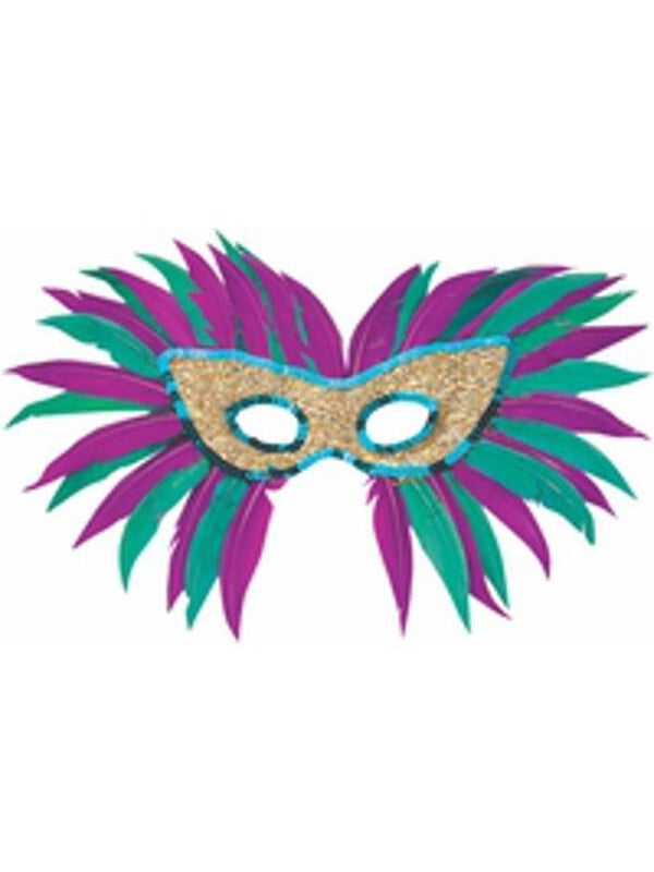 Adult Sequin Feather Mardi Gras Eye Mask by Masquerade