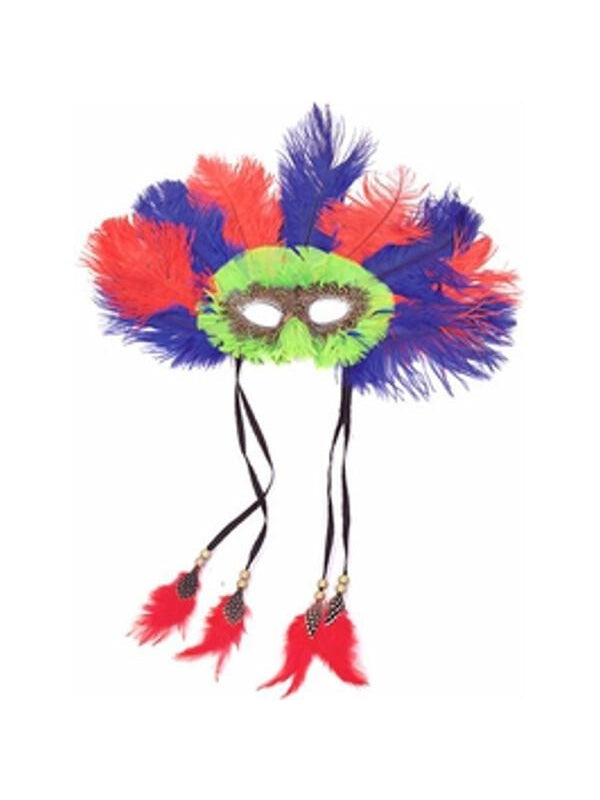 Adult Lime Feather Eye Mask by Masquerade