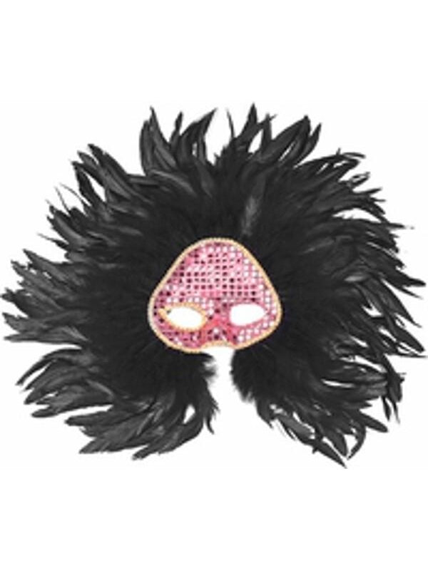 Adult Black Wicked Feather Eye Mask by Masquerade
