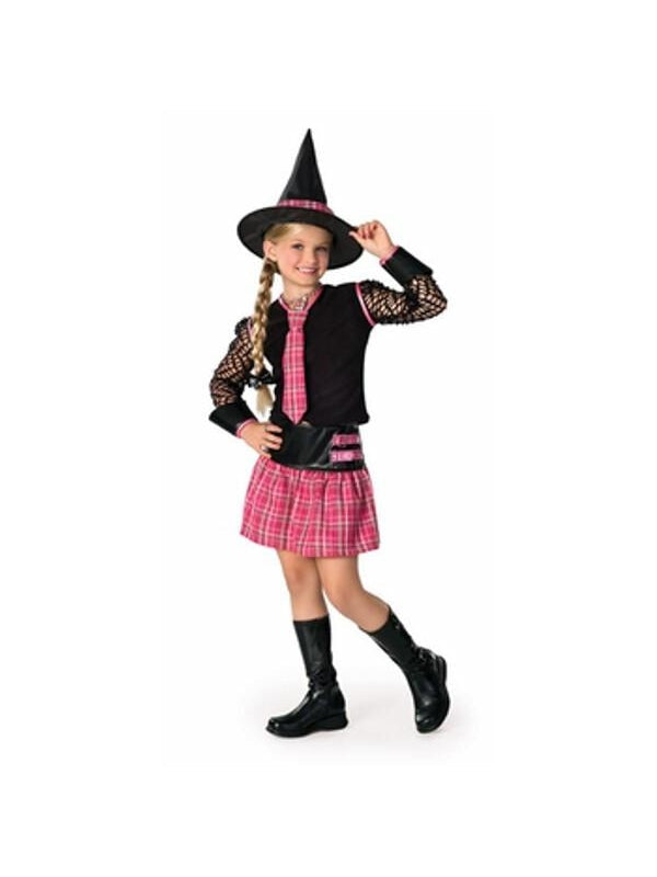 Girls Pink Plaid Witch Academy Halloween Costume by Masquerade