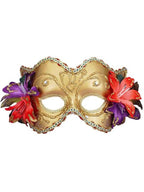 Adult Gold Venetian Half Mask With Flowers by Masquerade