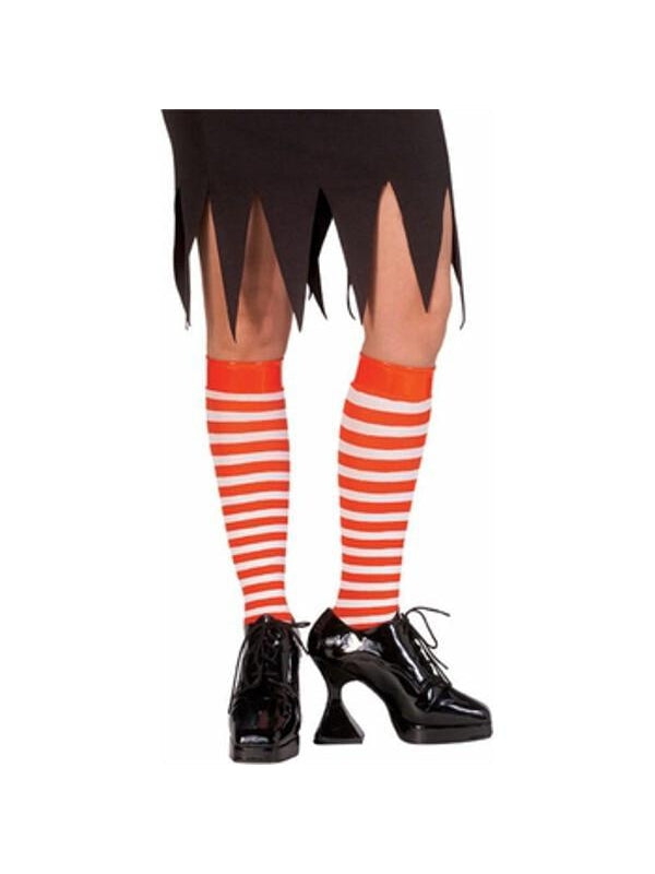 Red / White Striped Knee High Socks by Masquerade