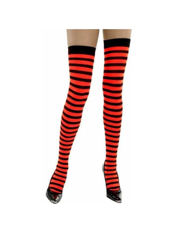 Adult Red & Black Striped Thigh High Stockings by Masquerade