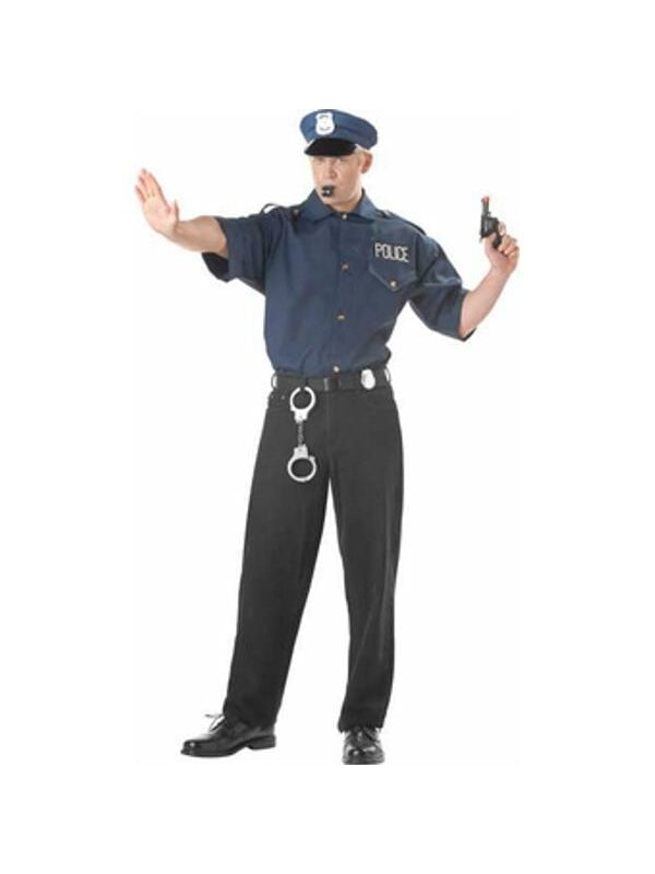 Adult Cop Shirt And Hat Costume by Masquerade