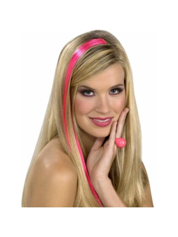 Adult 80's Style Neon Pink Hair Extention Kit by Masquerade