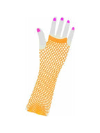 Adult Long 80's Style Orange Neon Fishnet Gloves by Masquerade