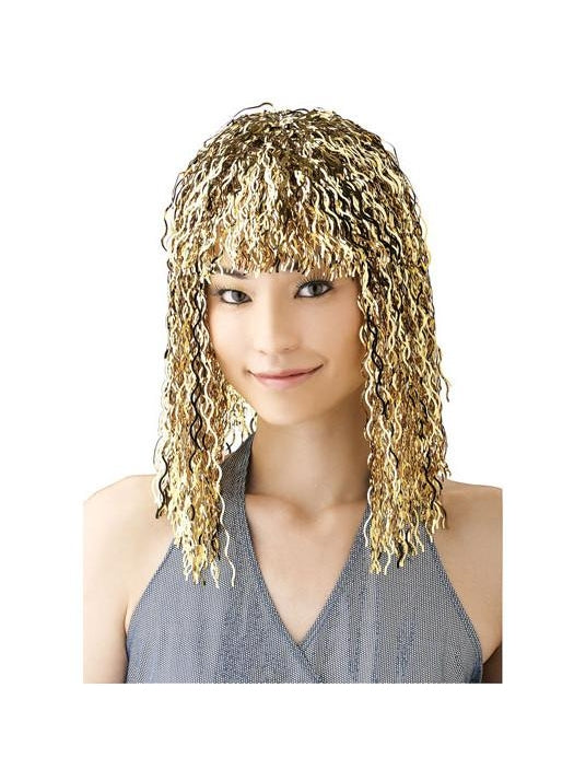Gold Tinsel Wig by Masquerade