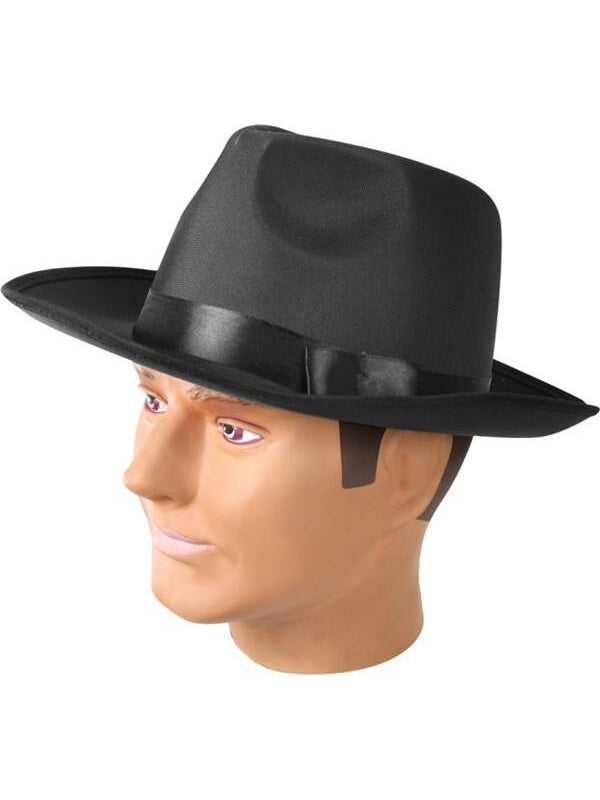 Adult Black Silk Gangster Hat by Masquerade