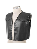 Black Faux Leather Biker Vest, Standard Size by Masquerade