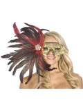Adult Black and Red Feather Carnival Eyemask by Masquerade