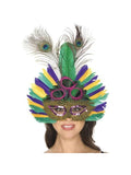 Adult Mardi Gras Peacock Feather Mask by Masquerade