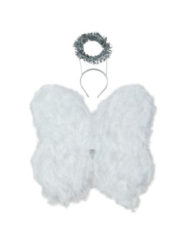 Child White Angel Wings with Halo by Masquerade