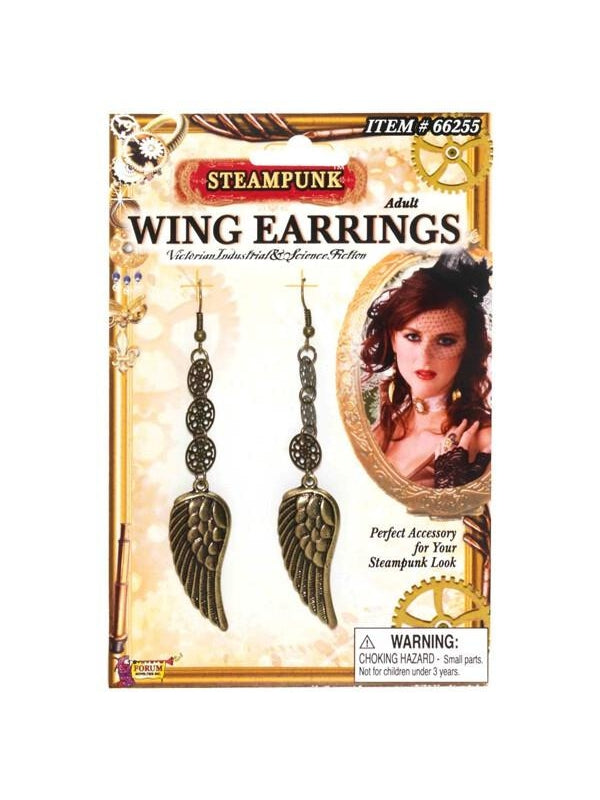 Adult Steampunk Wing Earrings by Masquerade