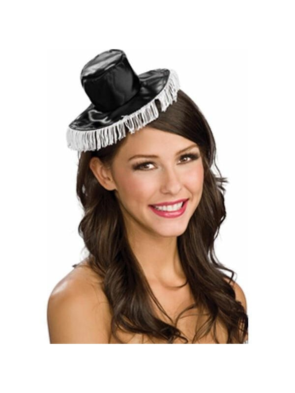 Women's Mini Top Hat with Fringe Headband Costume Accessory by Masquerade