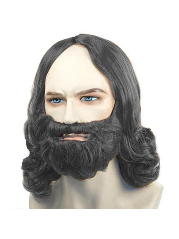 Men's Dark Grey Biblical Wig and Beard Set by Masquerade