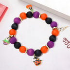 Halloween Theme Charms Wood Beaded Stretch Bracelet by Madeline Love