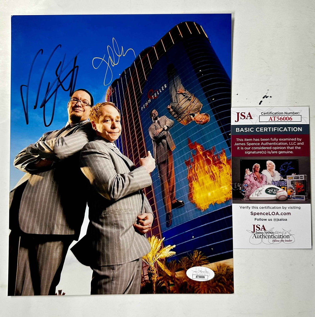 Penn & Teller Signed Entertainer Comedy Vegas Magician 8x10 Photo With JSA COA