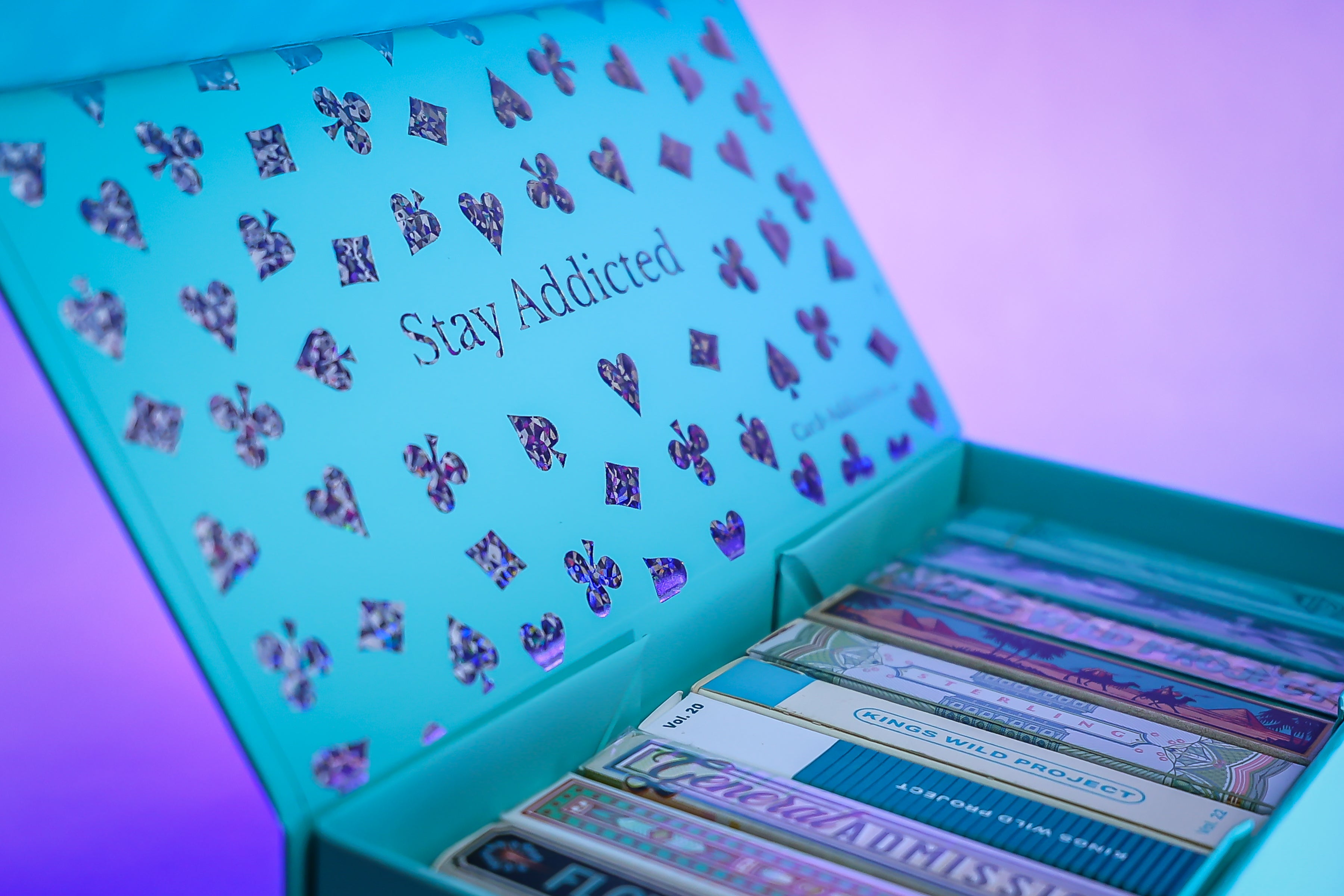 Flecked Holographic Foiled Brick Box for Playing Cards Display Holo V4 by Card-Addiction.com