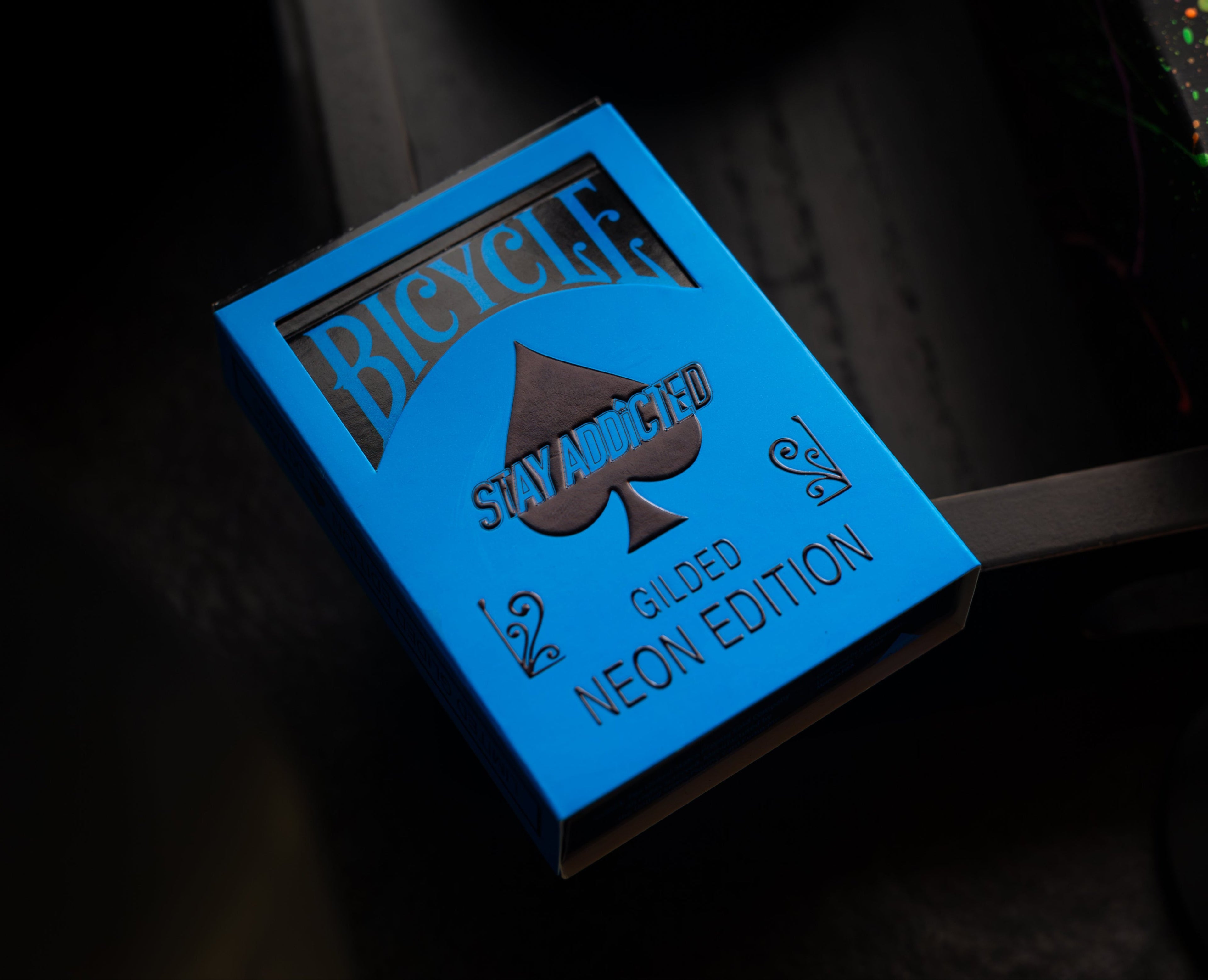 Prism Blue Gilded Bicycle Neon Cool-Blue Deck Playing Cards by Card-Addiction.com
