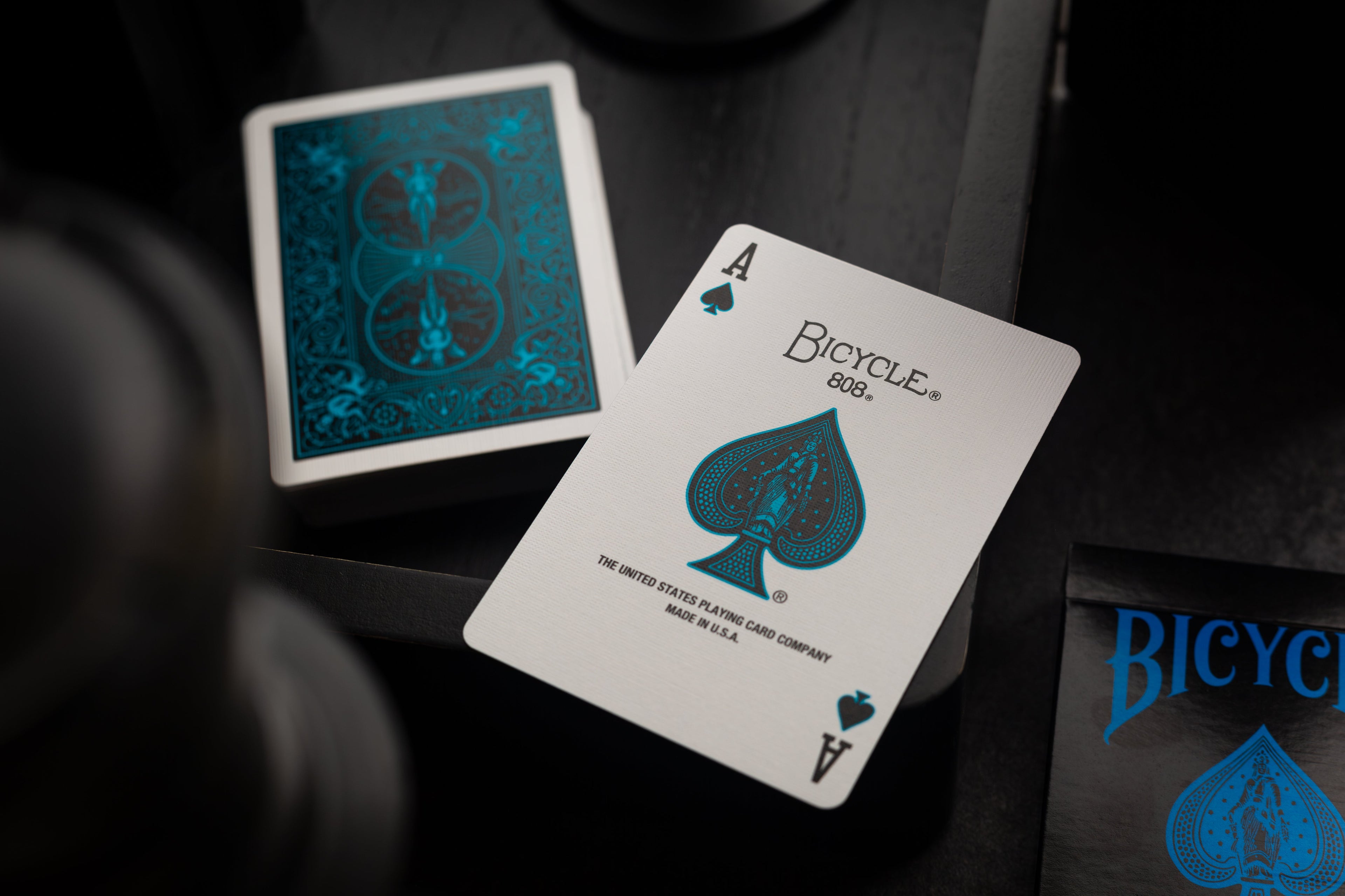 Bicycle Cool-Blue Neon Rider Back Deck Playing Cards by Card-Addiction.com