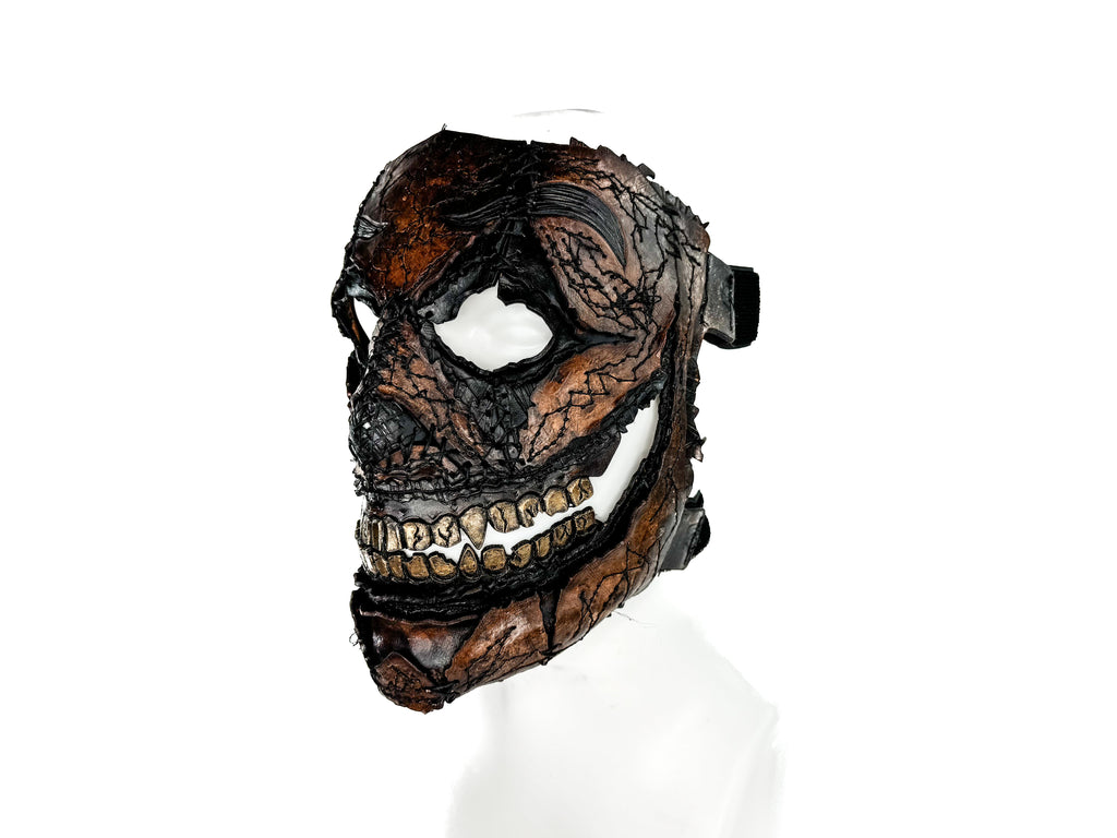 Genuine Leather Mask - GigaMyme Leatherface Edition - Handmade Mime Full Face Cover for Halloween, Performance or Cosplay Costume by Rockwell Masks