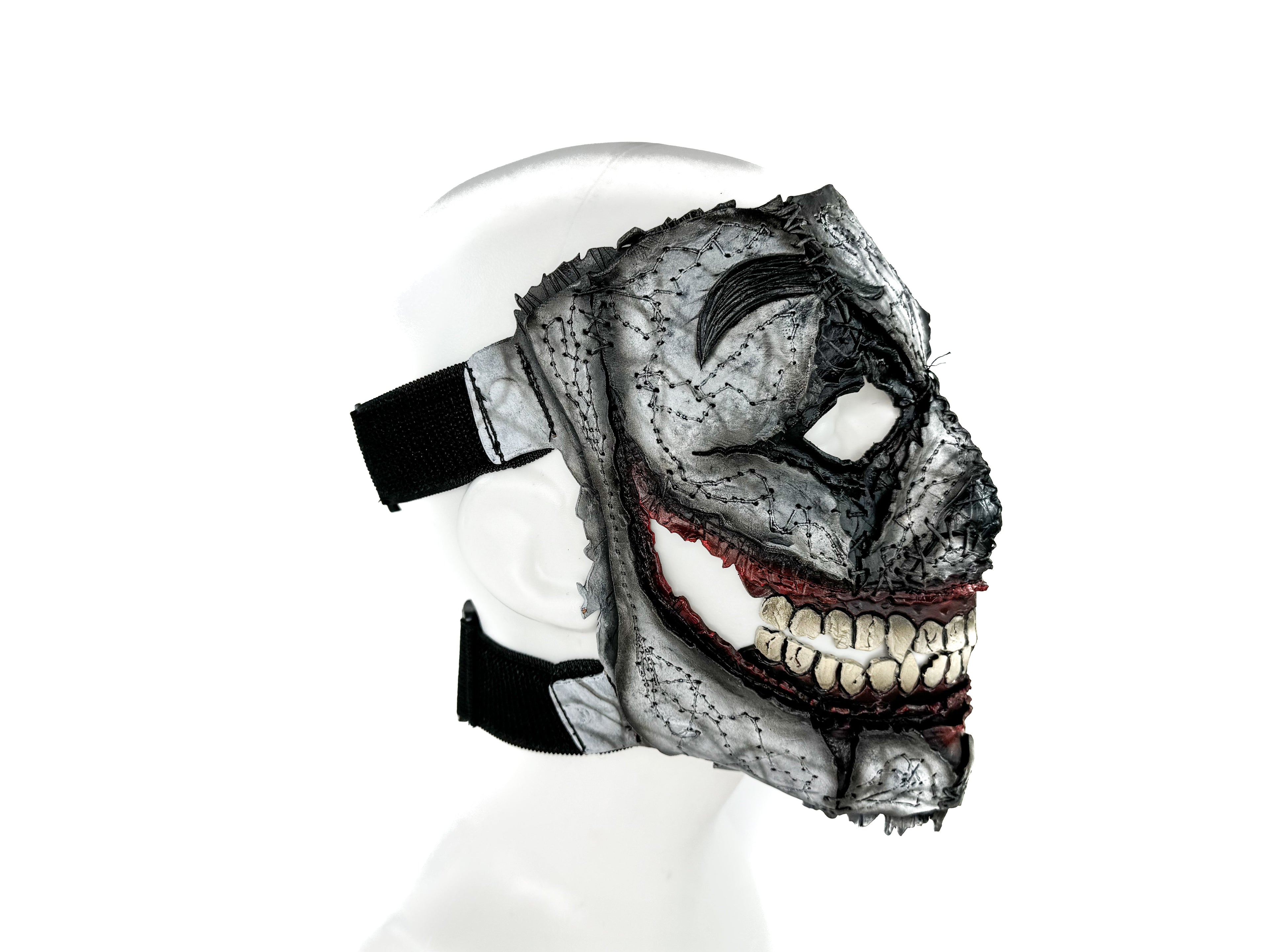 Genuine Leather Mask - GigaMyme Clown - Handmade Mime Full Face Cover for Halloween, Performance or Cosplay Costume by Rockwell Masks
