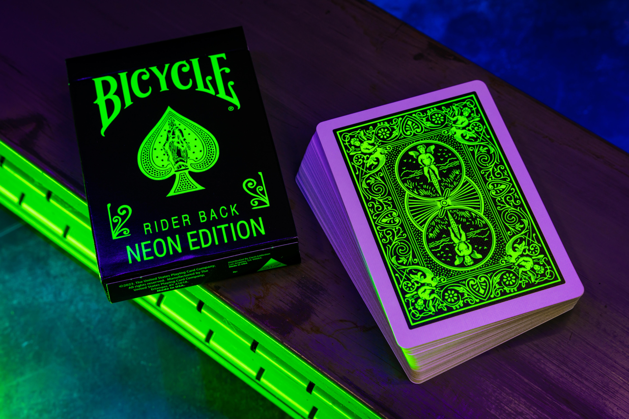 Bicycle Neon Rider Back Green-Glo Deck Playing Cards by Card-Addiction.com