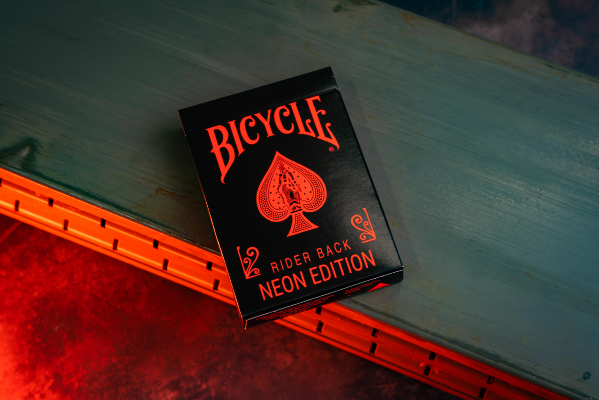 Bicycle Neon Rider Back Solar-Orange Deck Playing Cards by Card-Addiction.com