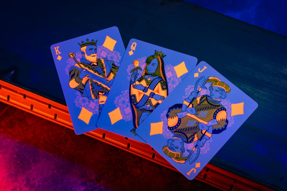 Bicycle Neon Rider Back Solar-Orange Deck Playing Cards by Card-Addiction.com