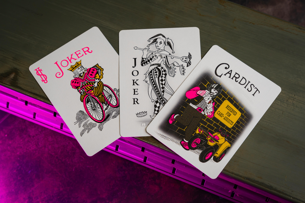 Bicycle Neon Rider Back Star-Fire Pink Deck Playing Cards by Card-Addiction.com