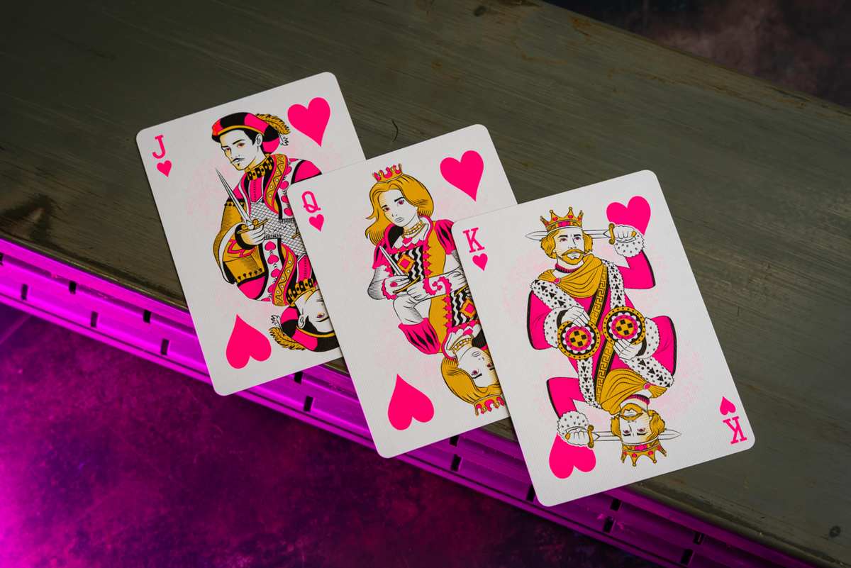 Bicycle Neon Rider Back Star-Fire Pink Deck Playing Cards by Card-Addiction.com