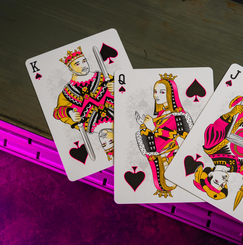 Bicycle Neon Rider Back Star-Fire Pink Deck Playing Cards by Card-Addiction.com