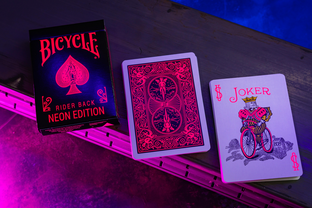 Bicycle Neon Rider Back Star-Fire Pink Deck Playing Cards by Card-Addiction.com